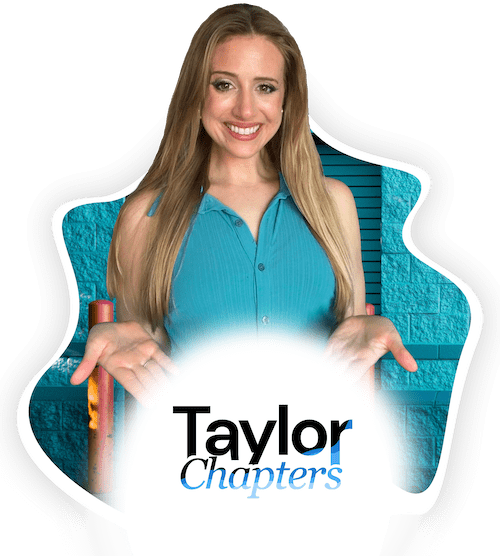 Taylor Miller with Taylor Chapters logo