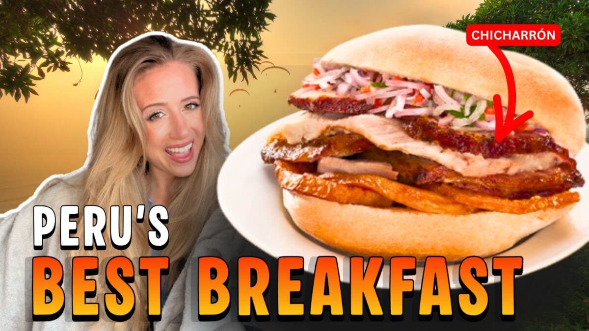 American girl tries pan con chicharron.
