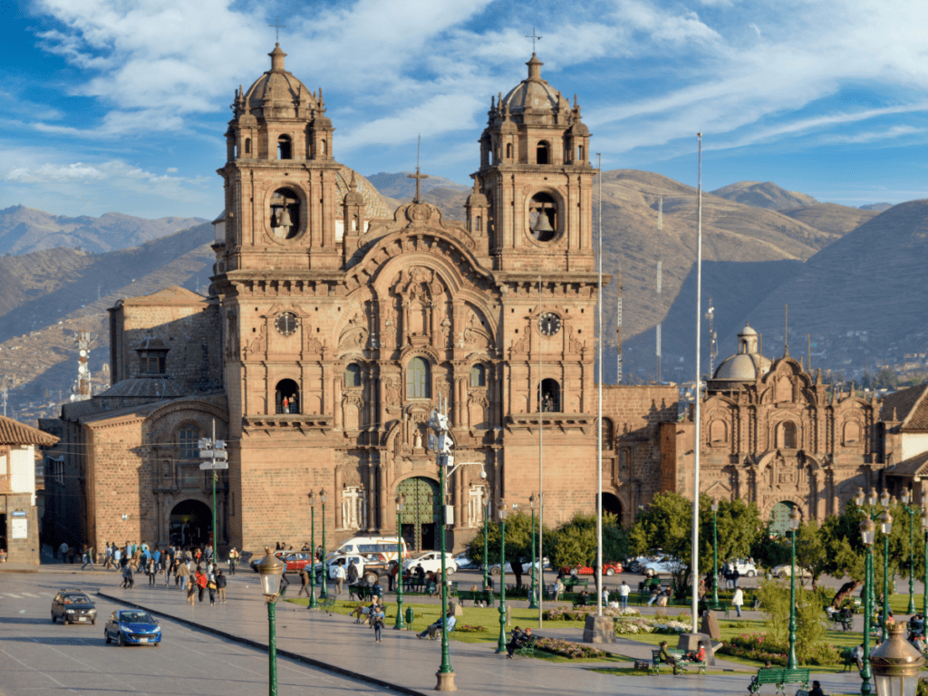 A city in Peru with a mountain backdrop.