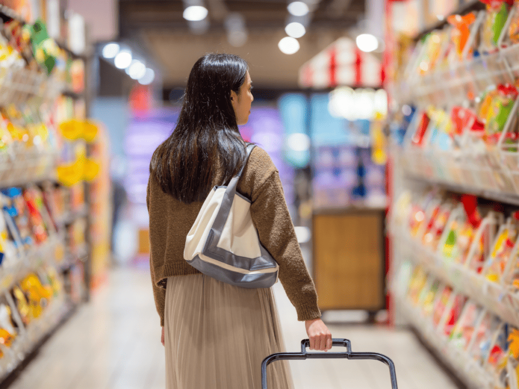 A lady is shopping at Wong in Lima, Peru.