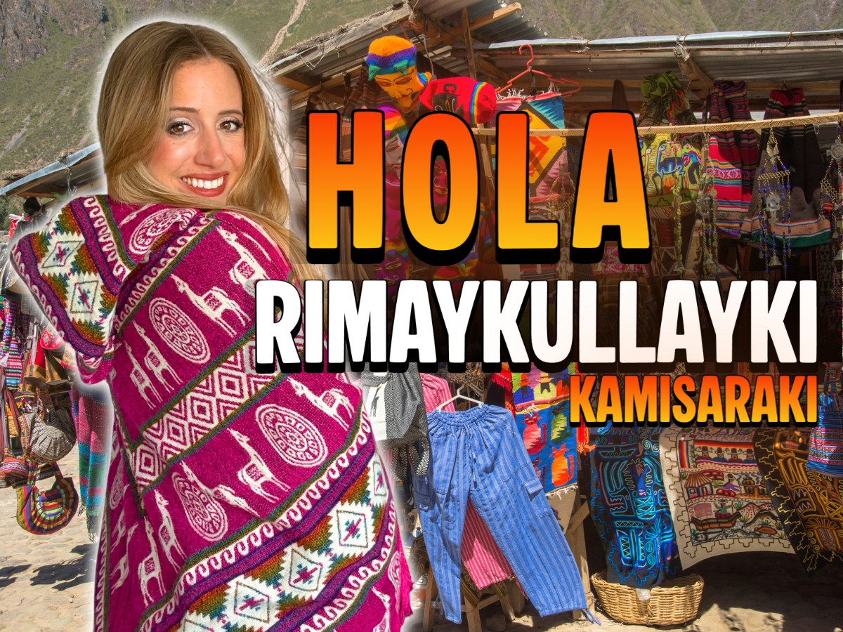 An American girl says hello in Spanish and Quechua.