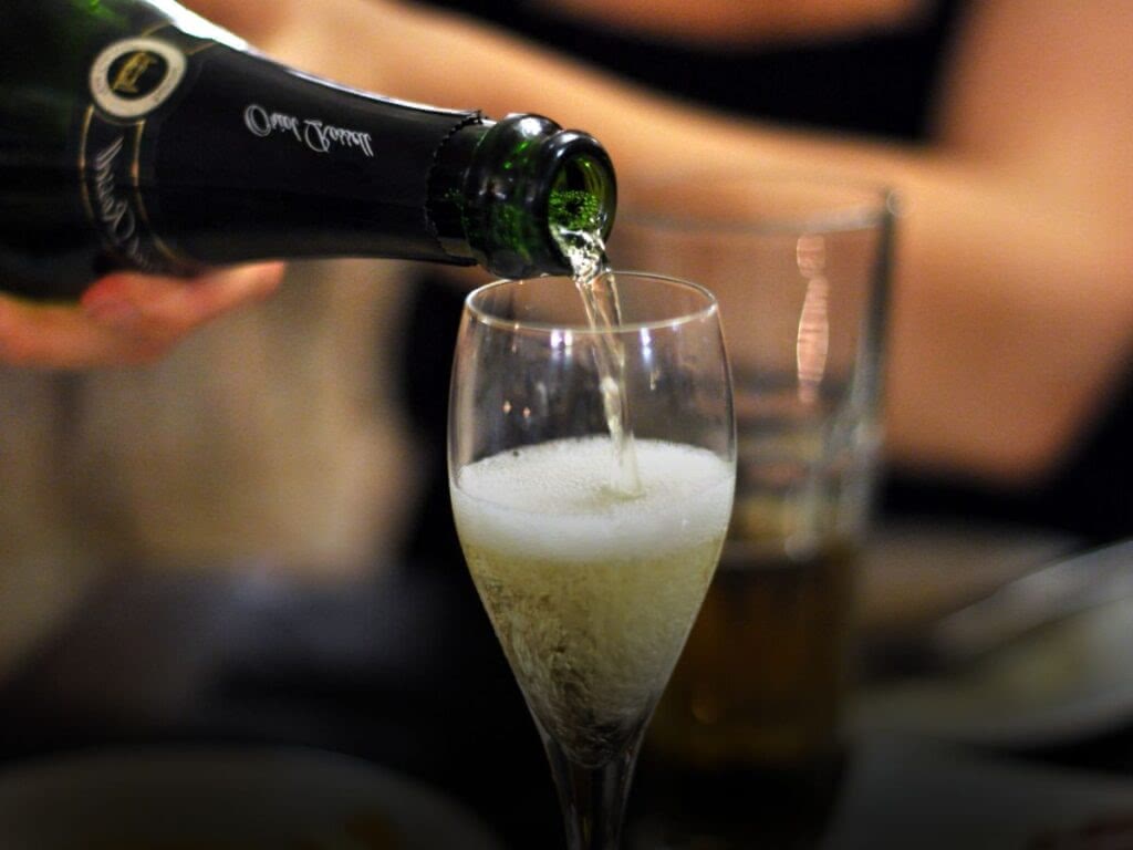 A celebratory pour of Spanish cava.