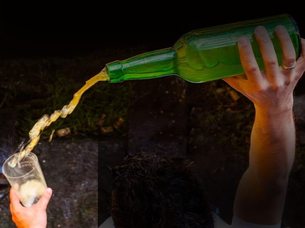 A pour of Sidra in Asturias, Spain.