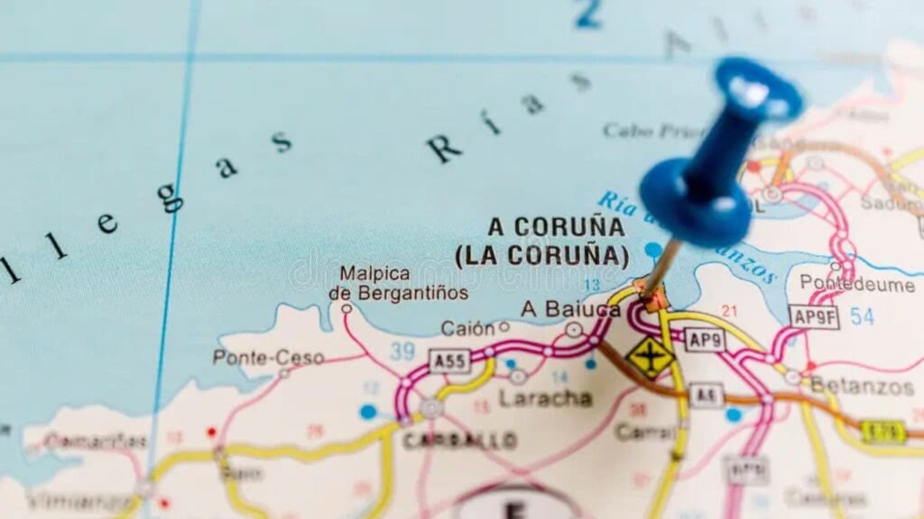 Map of La Coruna, Spain.