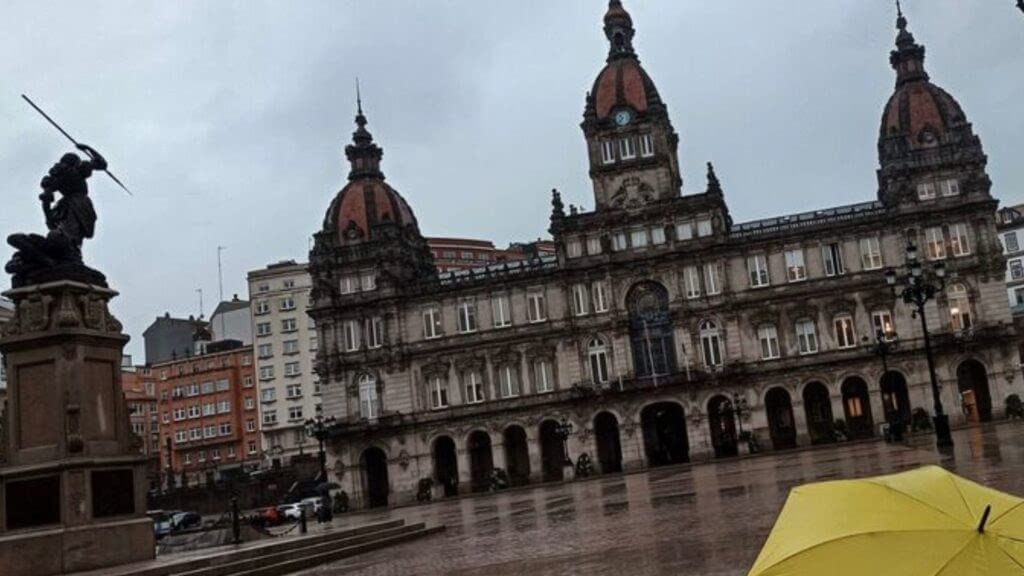Rain in La Coruna, Spain.