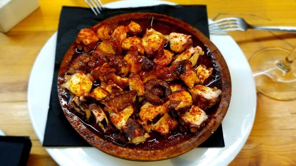 Pulpo a la Gallega in La Coruna, Spain.
