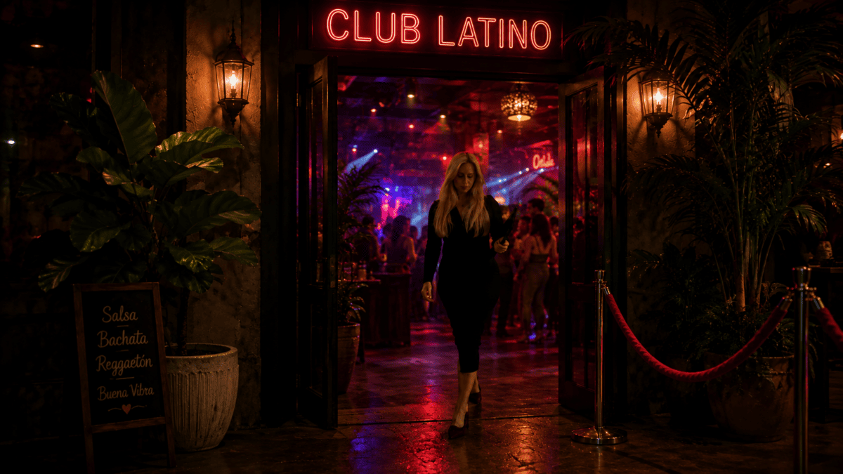 American girl at a latino club.