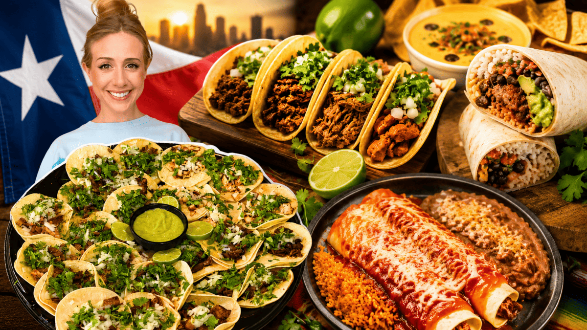 Texans eating mexican food.